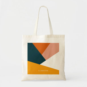 Modern abstract geometric colour block pattern tote bag