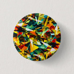 Modern Abstract Geometric Colourful Crystal Glass 3 Cm Round Badge