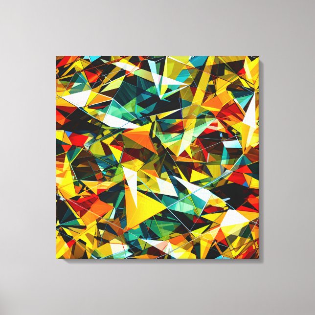 Modern Abstract Geometric Colourful Crystal Glass Canvas Print (Front)