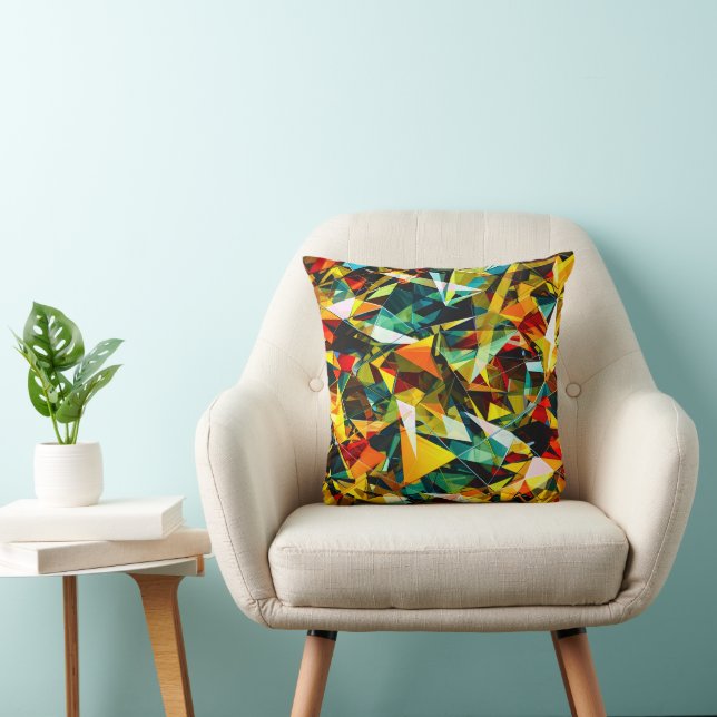 Modern Abstract Geometric Colourful Crystal Glass Cushion (Chair)