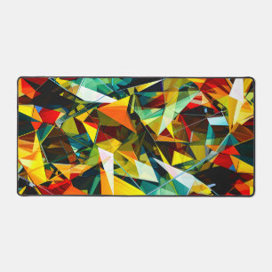 Modern Abstract Geometric Colourful Crystal Glass Desk Mat