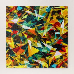 Modern Abstract Geometric Colourful Crystal Glass Jigsaw Puzzle