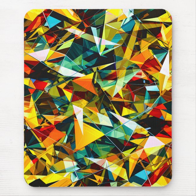 Modern Abstract Geometric Colourful Crystal Glass Mouse Pad (Front)