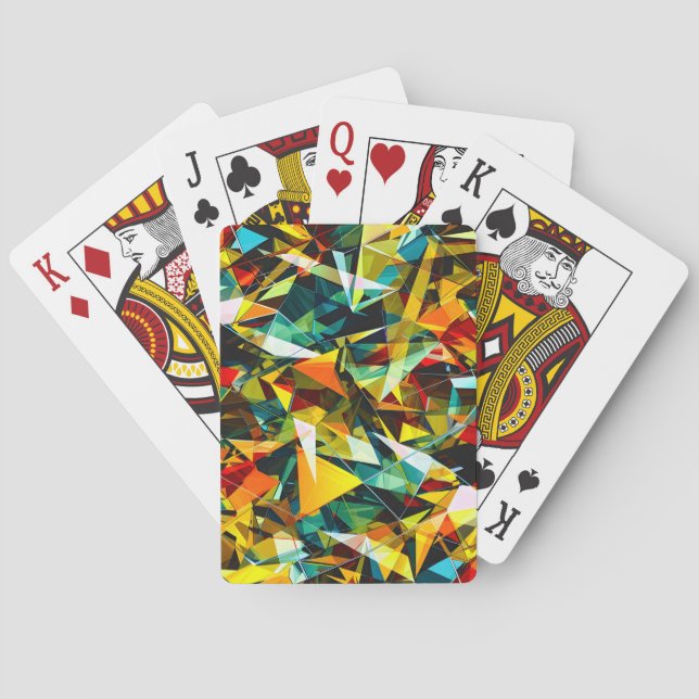 Modern Abstract Geometric Colourful Crystal Glass Playing Cards (Back)