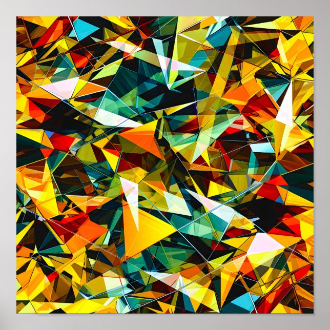 Modern Abstract Geometric Colourful Crystal Glass Poster (Front)