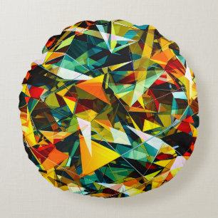Modern Abstract Geometric Colourful Crystal Glass Round Cushion