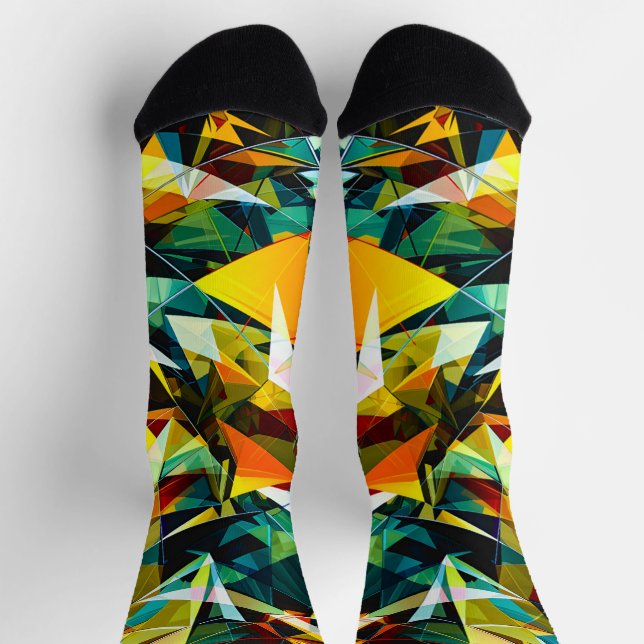 Modern Abstract Geometric Colourful Crystal Glass Socks (Top)