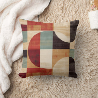 Modern Abstract Geometric Cream, Orange And Green Cushion