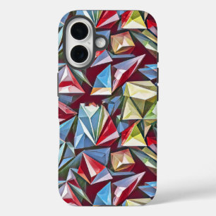 Modern abstract geometric digital pattern 44 iPhone 16 case