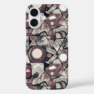 Modern abstract geometric digital pattern 46 iPhone 16 case