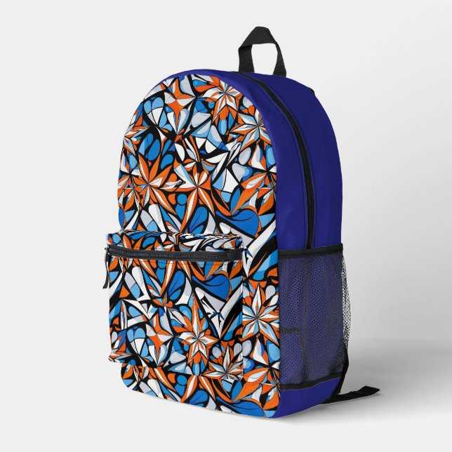 Modern abstract geometric digital pattern 50 printed backpack (Back Corner Right)