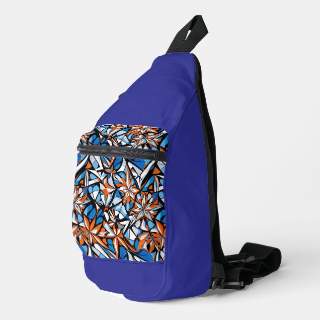 Modern abstract geometric digital pattern 50 sling bag (Right Corner)