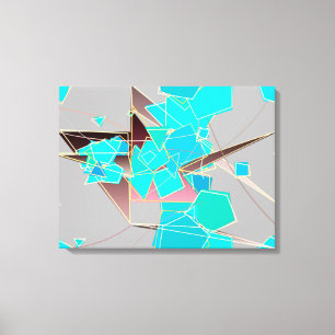 Modern Abstract - Geometric, Grey and Turquoise Canvas Print