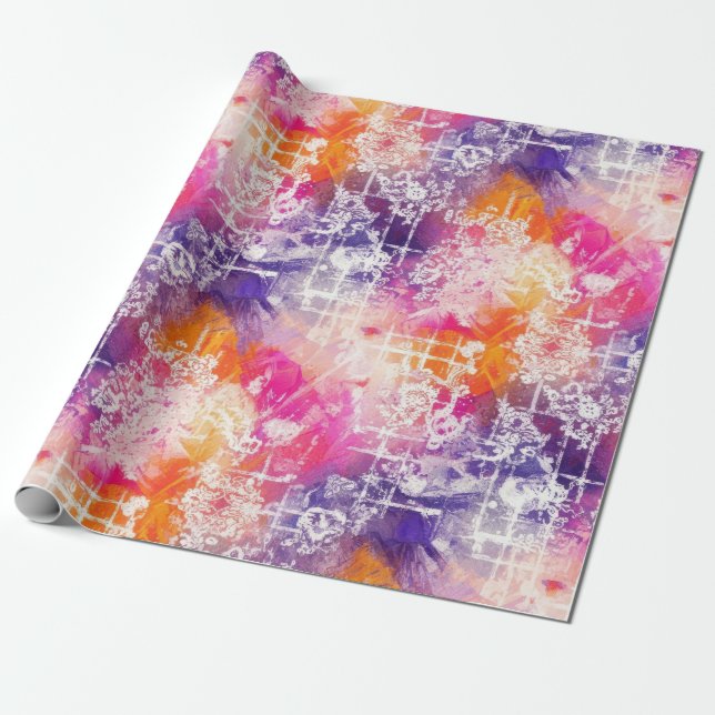 Modern Abstract Geometric Grid Pattern Wrapping Paper (Unrolled)