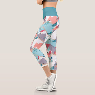 Modern Abstract Geometric Hip 50s Art Pattern Capri Leggings
