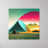 Modern Abstract Geometric Landscape Art Vibrant 