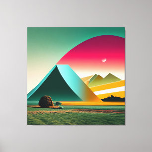 Modern Abstract Geometric Landscape Art Vibrant Canvas Print