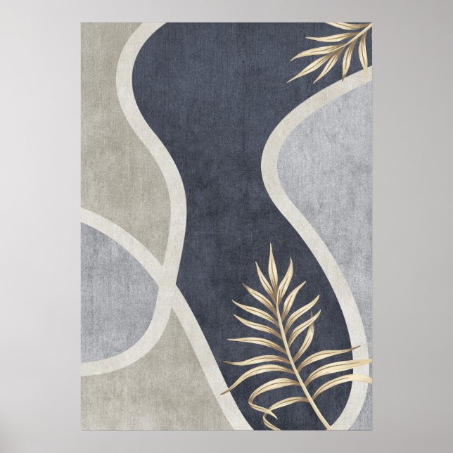 Modern Abstract Geometric Leaf Wall Art Poster (Front)