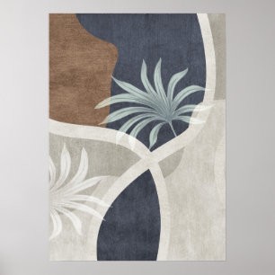 Modern Abstract Geometric Leaf Wall Art Poster