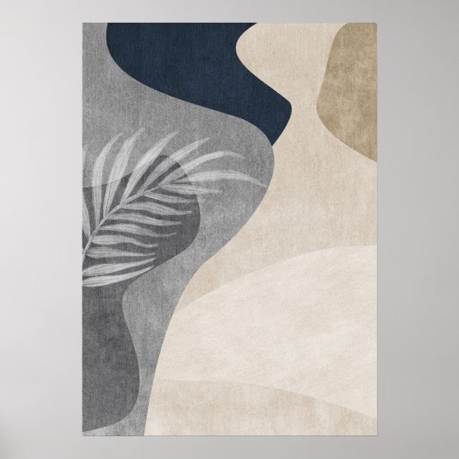 Modern Abstract Geometric Leaf Wall Art Poster (Front)