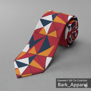 Modern Abstract Geometric Leaves Pattern Tie