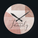 Modern Abstract Geometric Marble Custom Family Round Clock<br><div class="desc">Modern Abstract Geometric Marble Custom Family Wall Clock features an abstract geometric design with your personalized family name. Makes a fantastic gift for Christmas,  birthday,  anniversary and more. Personalize by editing the text in the text box provided. Designed by ©Evco Studio www.zazzle.com/store/evcostudio</div>