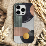 Modern Abstract Geometric Marble Custom Name iPhone 16 Pro Case<br><div class="desc">Modern Abstract Geometric Marble Custom Name iPhone 16 Pro Cases features black,  rose gold and gold watercolor geometric shapes on a grey marble background with stripes and your personalised name in modern white script. Personalise by editing the text in the text box provided. Designed by ©Evco Studio www.zazzle.com/store/evcostudio</div>