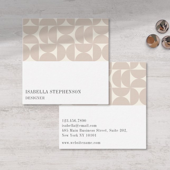 Modern Abstract Geometric Neutral Professional Square Business Card (Creator Uploaded)