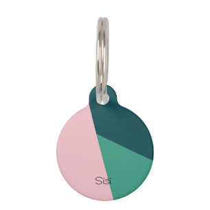 Modern abstract geometric pastel pink & green pet tag
