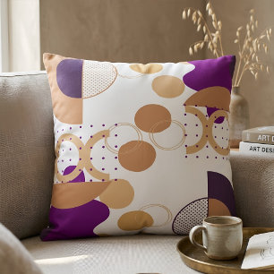 Modern Abstract Geometric Purple and Ochre Boho Cushion