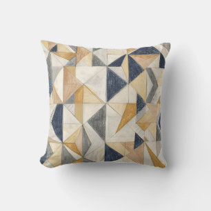 Modern Abstract Geometric Quilt Pattern Navy Blue  Cushion