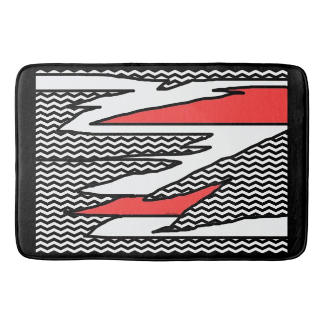Modern Abstract Geometric Red Black Large Bath Mat (Front)