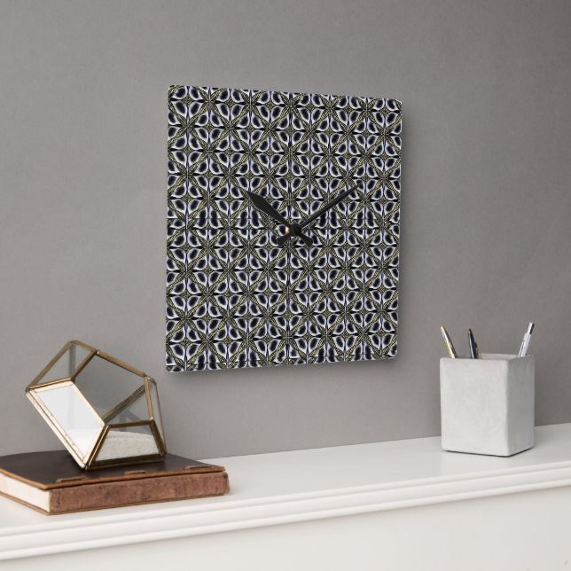 Modern abstract geometric rhythm pattern 1282 square wall clock (Office)