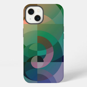 Modern Abstract geometric Sea sunset Green pink iPhone 13 Case