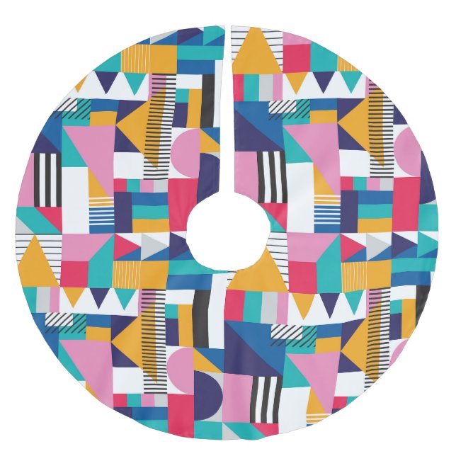 Modern Abstract Geometric Seamless Pattern Brushed Polyester Tree Skirt (Front)