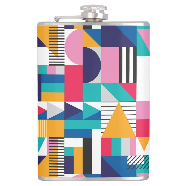 Modern Abstract Geometric Seamless Pattern Hip Flask (Front)