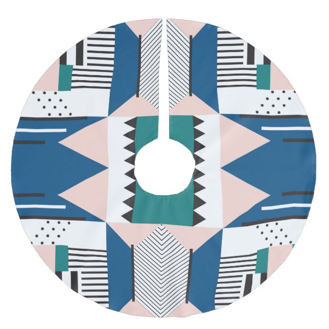 Modern Abstract: Geometric Seamless Style Brushed Polyester Tree Skirt (Front)
