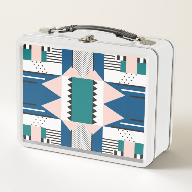 Modern Abstract: Geometric Seamless Style Metal Lunch Box (Front)