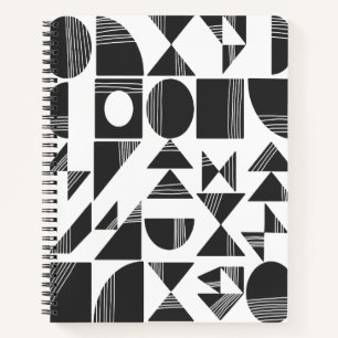 Modern Abstract Geometric Shapes   Black and White Notebook