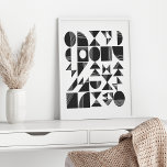 Modern Abstract Geometric Shapes | Black and White Poster<br><div class="desc">This modern minimalist pattern in timeless black and white features abstract geometric shapes with organic lines flowing through each motif.</div>
