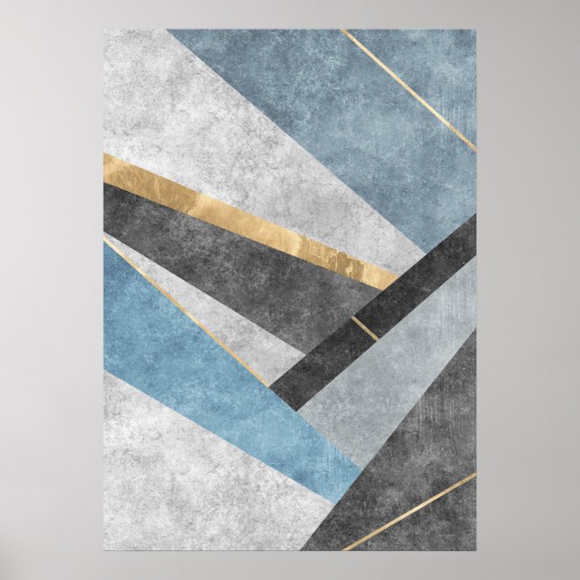 Modern Abstract Geometric Shapes Wall Art Poster (Front)