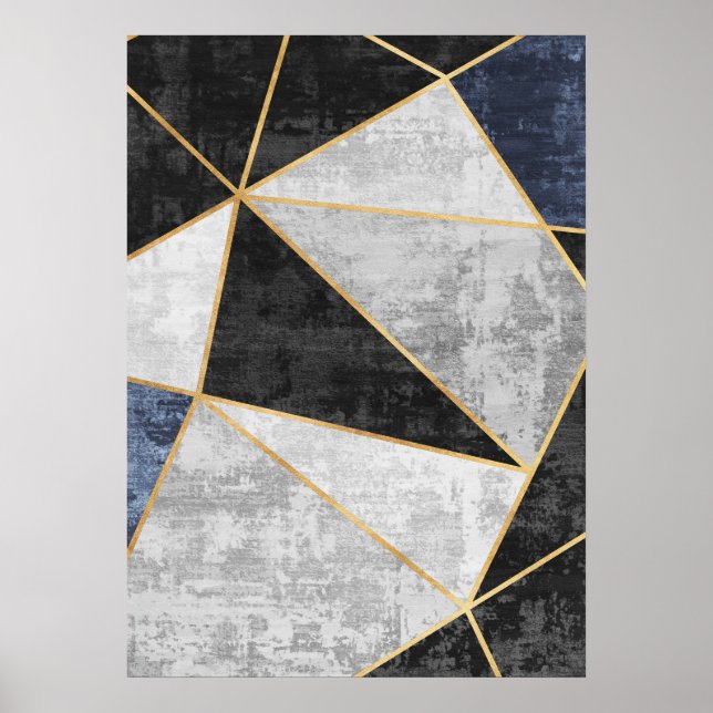Modern Abstract Geometric Shapes Wall Art Poster (Front)