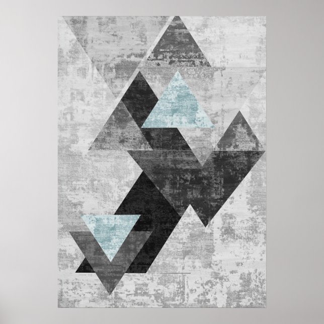 Modern Abstract Geometric Shapes Wall Art Poster (Front)