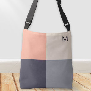 Modern Abstract Geometric Squares Neutral Peach Crossbody Bag