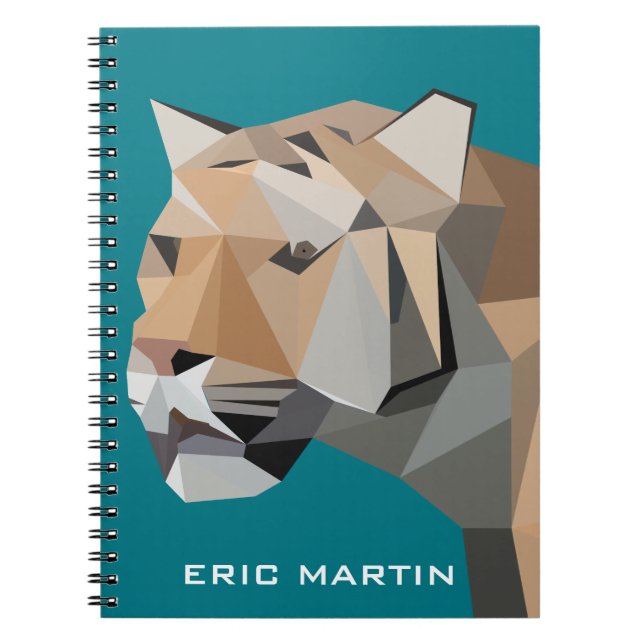 Modern Abstract Geometric Tiger Personalised Name Notebook (Front)