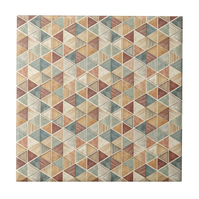Modern Abstract Geometric Triangle Design Pattern Tile (Front)