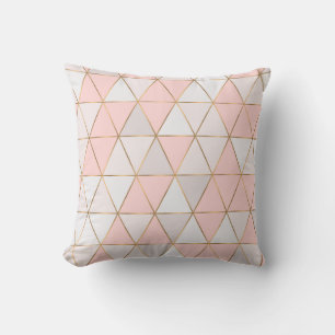 Modern Abstract Geometric Triangles Peach Gold Cushion
