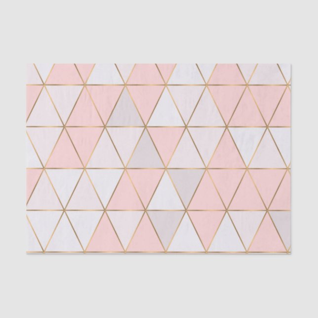 Modern Abstract Geometric Triangles Peach Gold Tissue Paper (Front)