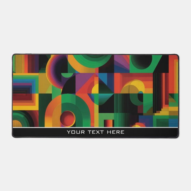Modern Abstract Geometric Vibrant Energetic Shapes Desk Mat (Front)