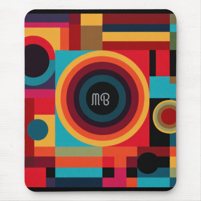 Modern Abstract Geometric Vibrant Energetic Shapes Mouse Pad (Front)